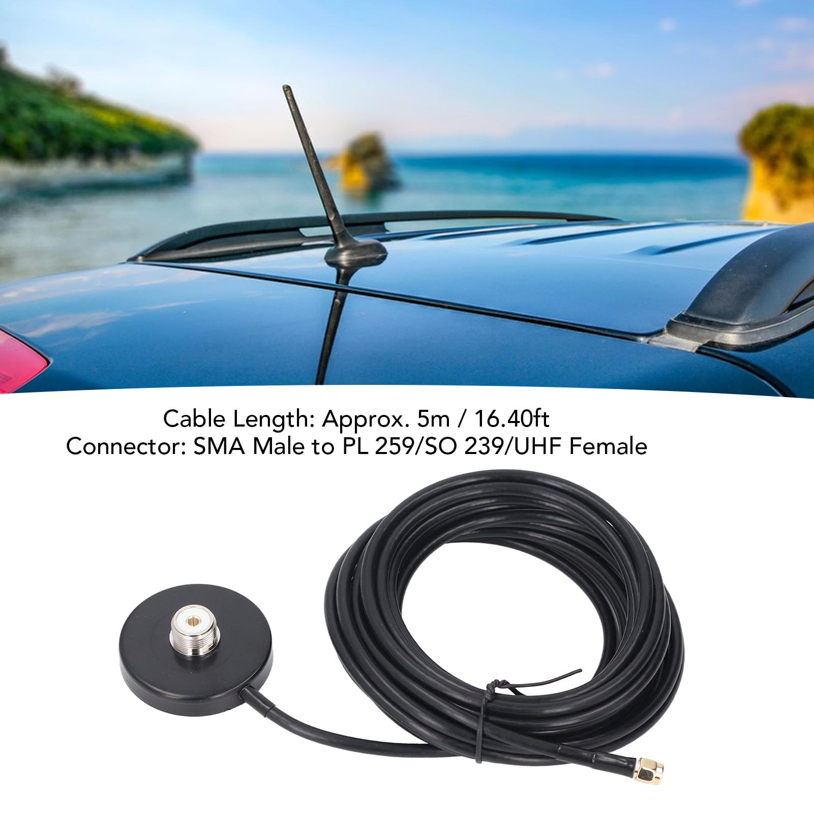 Support de montage PNI T941 embase SO239 sur mat câble coaxial PL259 de 5m