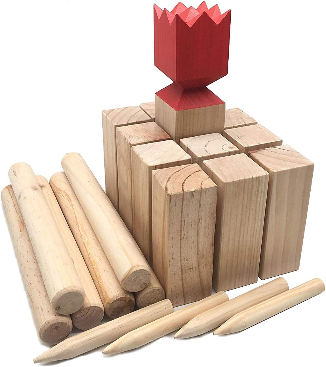 Kubb Viking Chess Lawn Game All Wood Back Yard Games Deluxe Kubb Game Premium Set Beach Games Regulation Size (Deluxe)