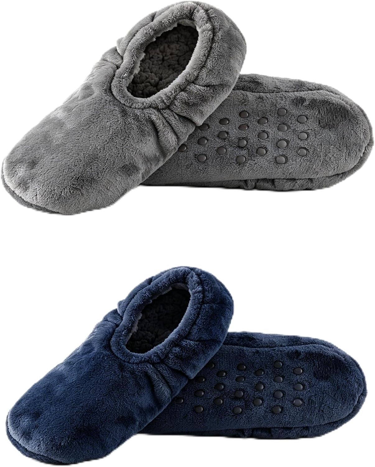 Mens Slippers Socks with Grippers Indoor, 2 Pairs Cozy Non-Slip Slipper Socks for Men with Soft Sole, Warm House Shoes as a Gift for Dad Husband Christmas Birthday