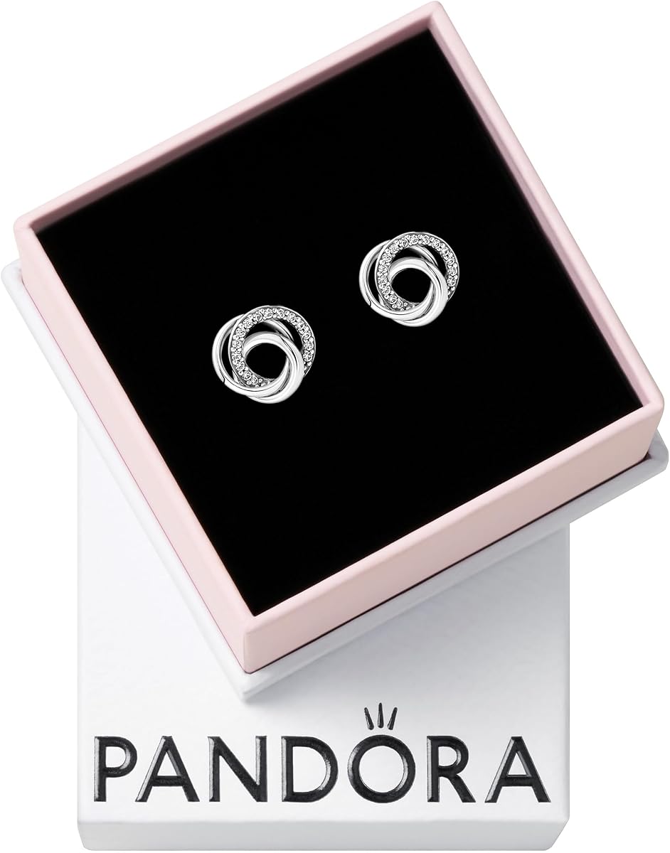 Pendientes PANDORA Family Always Encircled - Pendientes atemporales para mujer - Regalo para ella - Hechos con plata de ley y circonita cúbica - Con caja de regalo