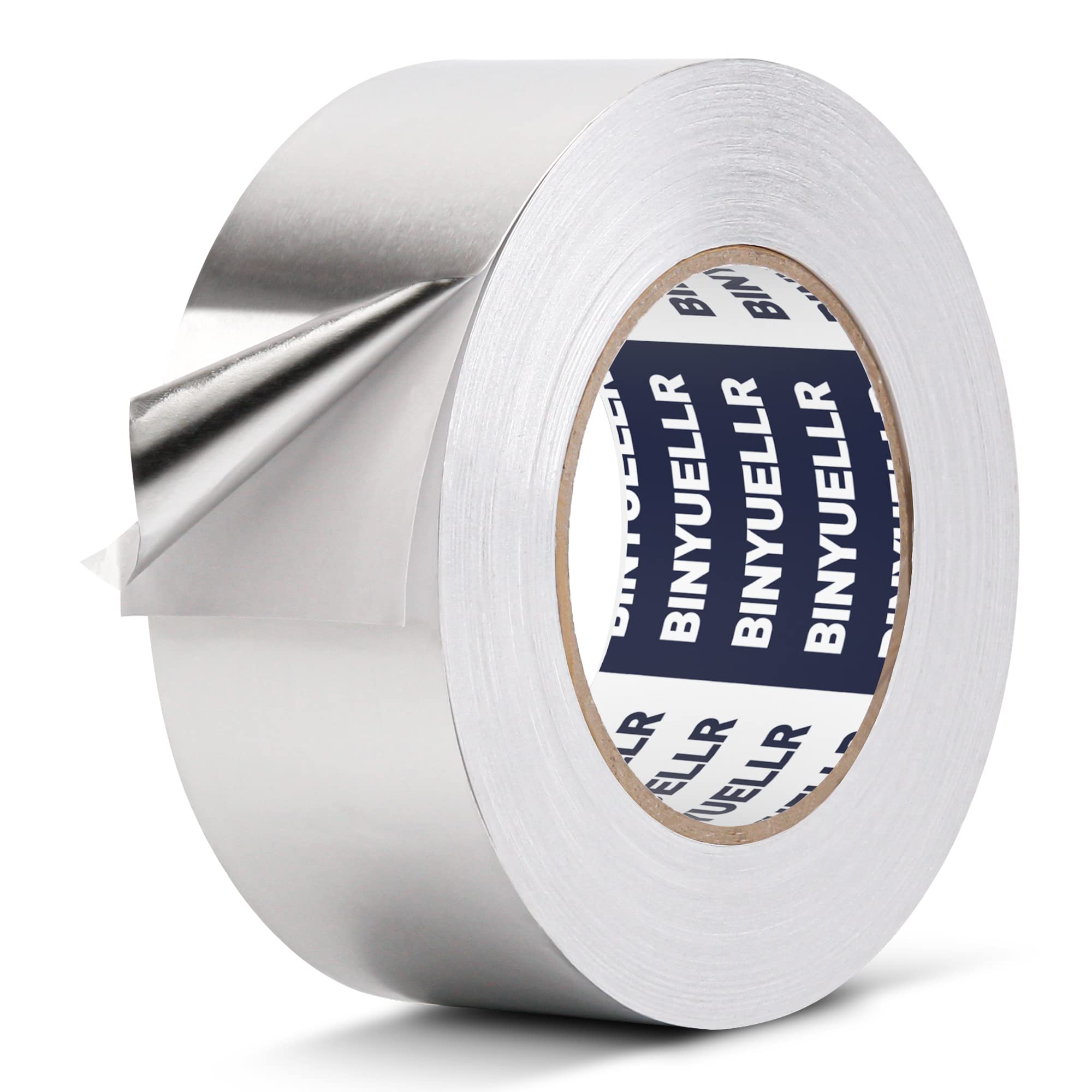 Binyuellr Aluminum Foil Tape - 2 Inch x 164 Feet, HVAC Tape Silver Metal Tape for Ductwork, Heavy Duty Duct Tape for Heat Insulation, Reflective Tape,