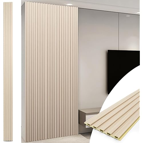 Art3d WPC Slat Wall Panels, 8-Pack 108 x 6 Inch 3D Wall Accents for Interior Wall Decor, Living Room, Bedroom, Oak
