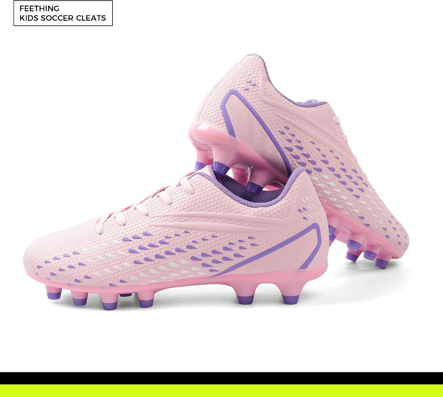 Kids Soccer Cleats for Boys and Girls - Lightweight Firm Ground Football Shoes with Plastic Studs for Natural Grass Play