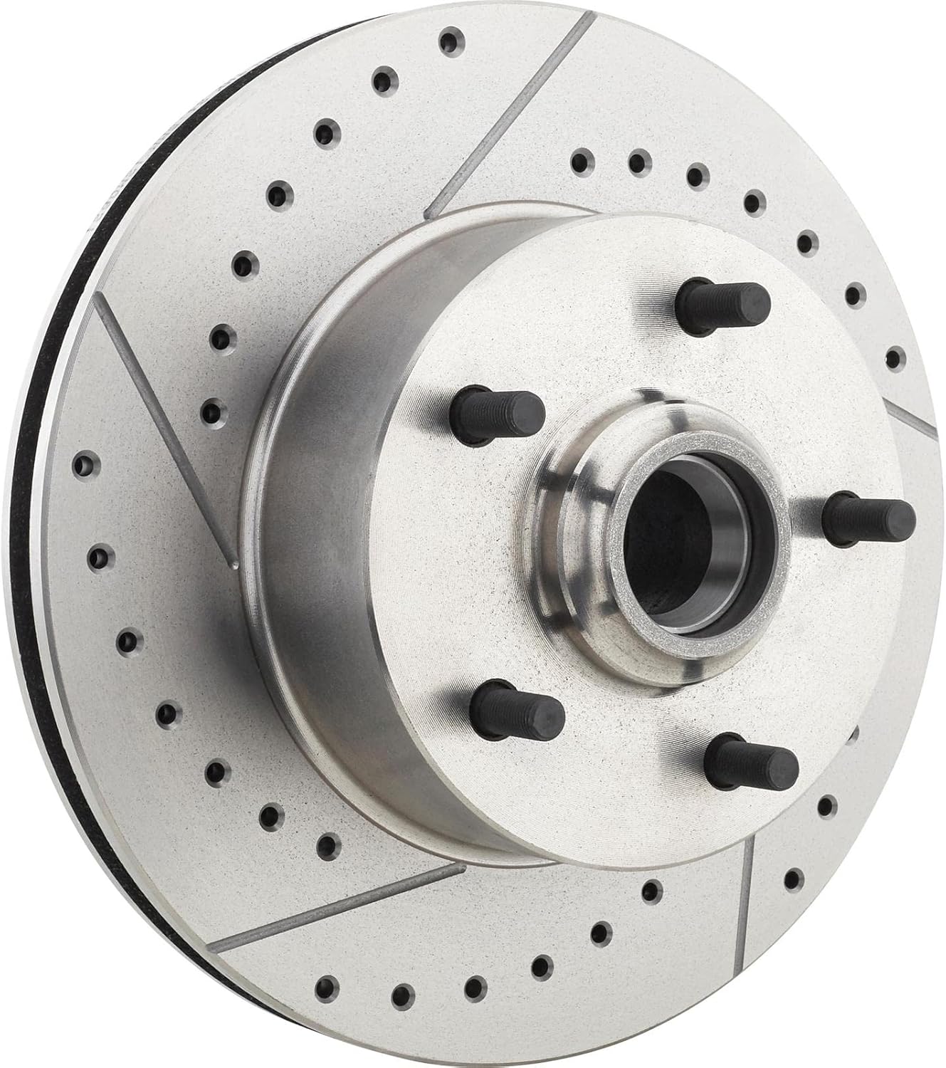 Speedway Motors 1969-72 GM Front Drilled and Slotted Brake Rotor Kit with Bearings and Seals, 11 Inch Rotors 5x4.75 Bolt Pattern Driver and Passenger Side Pair