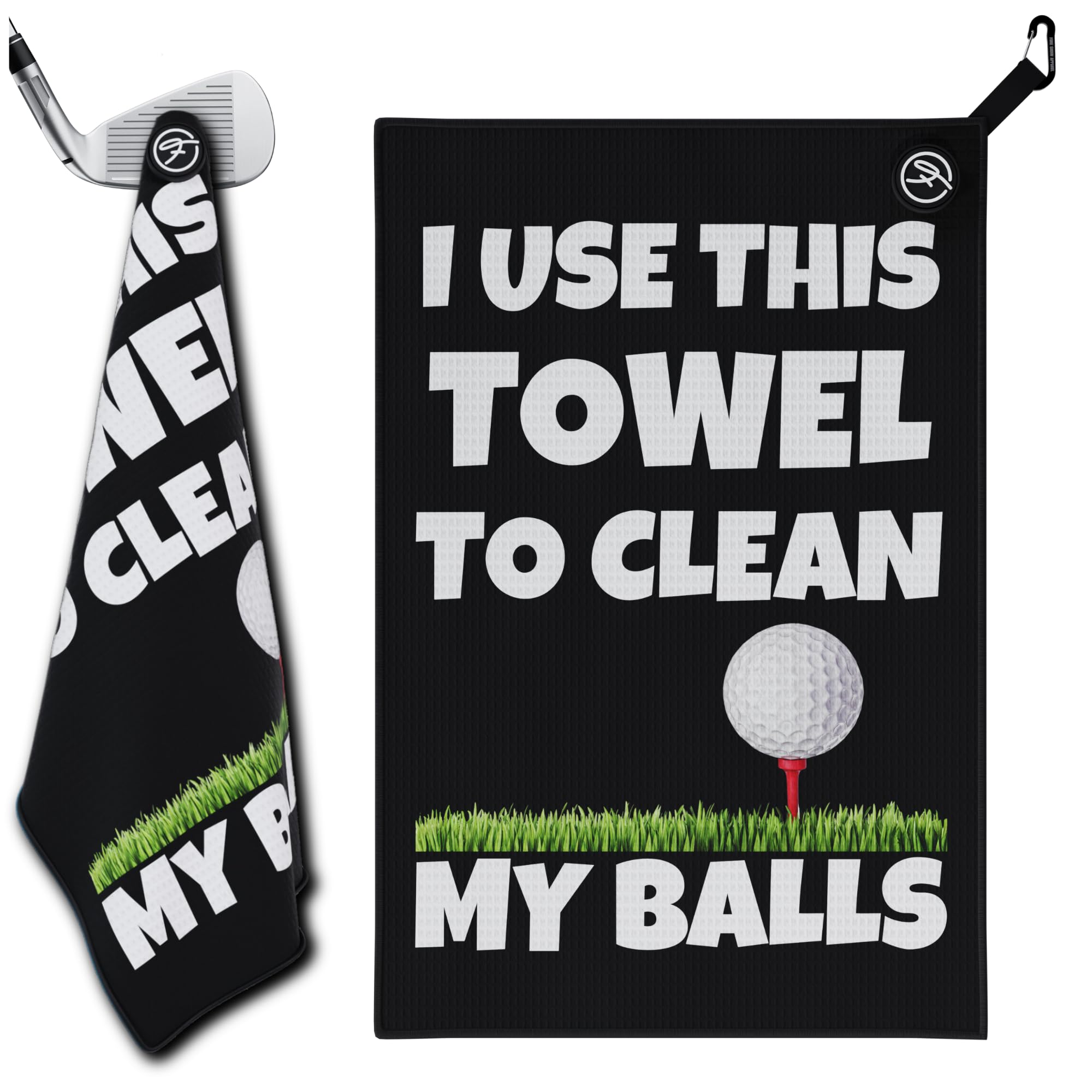 Fore Show I Use This Towel to Clean My Balls Magnetic Golf Towel Waffle Microfiber with Magnet for Golf Bags, Carts & Clubs 24” x 16” Magnetic Golf Towel for Men Cool Golf Accessory Golf Towel Magnet