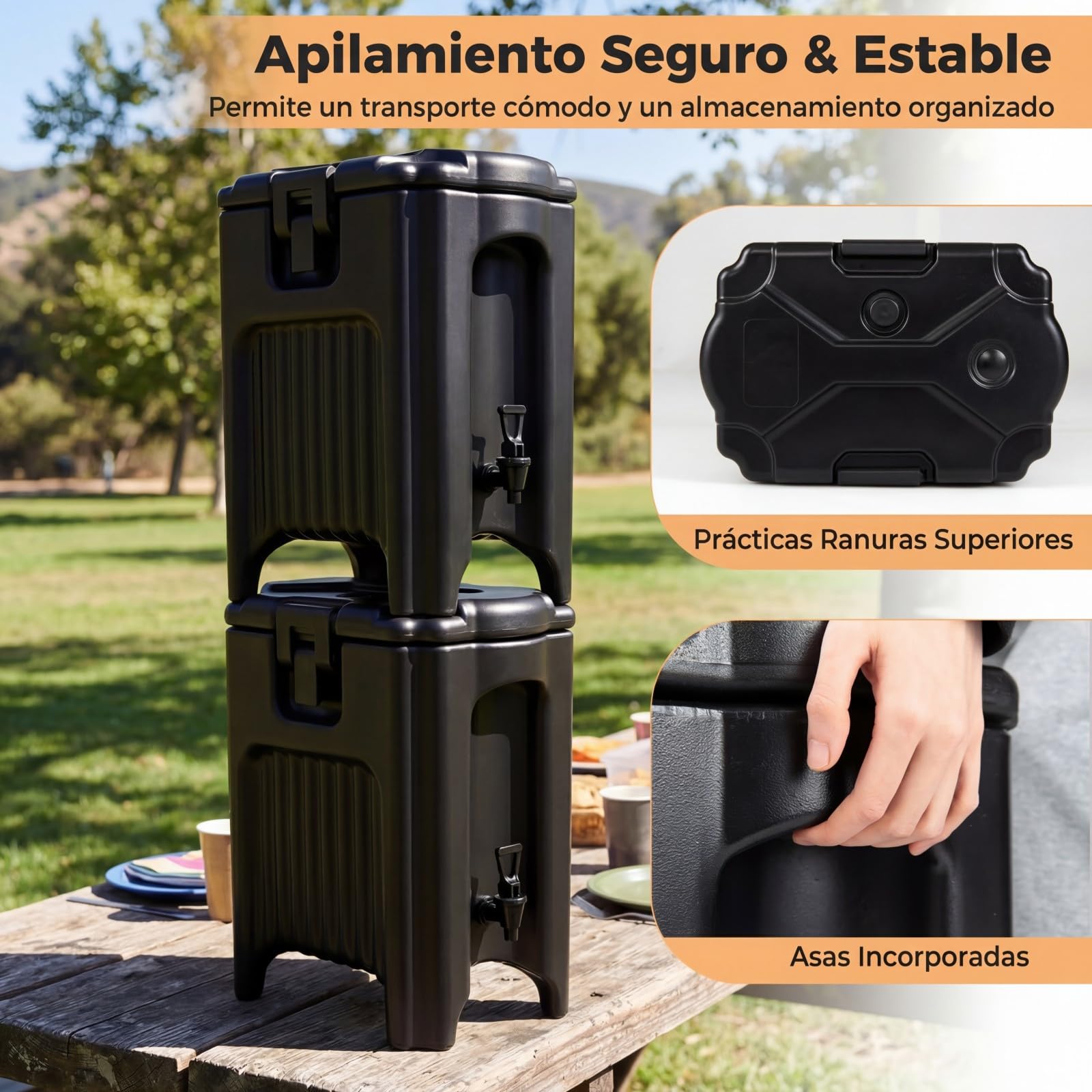 COSTWAY Dispensador de Bebidas Aislado de 16,5 L, Dispensador de Bebidas Frías y Calientes con Aislamiento No Eléctrico, Grifo Antigoteo, Contenedor Térmico Portátil para Camping Fiestas Catering