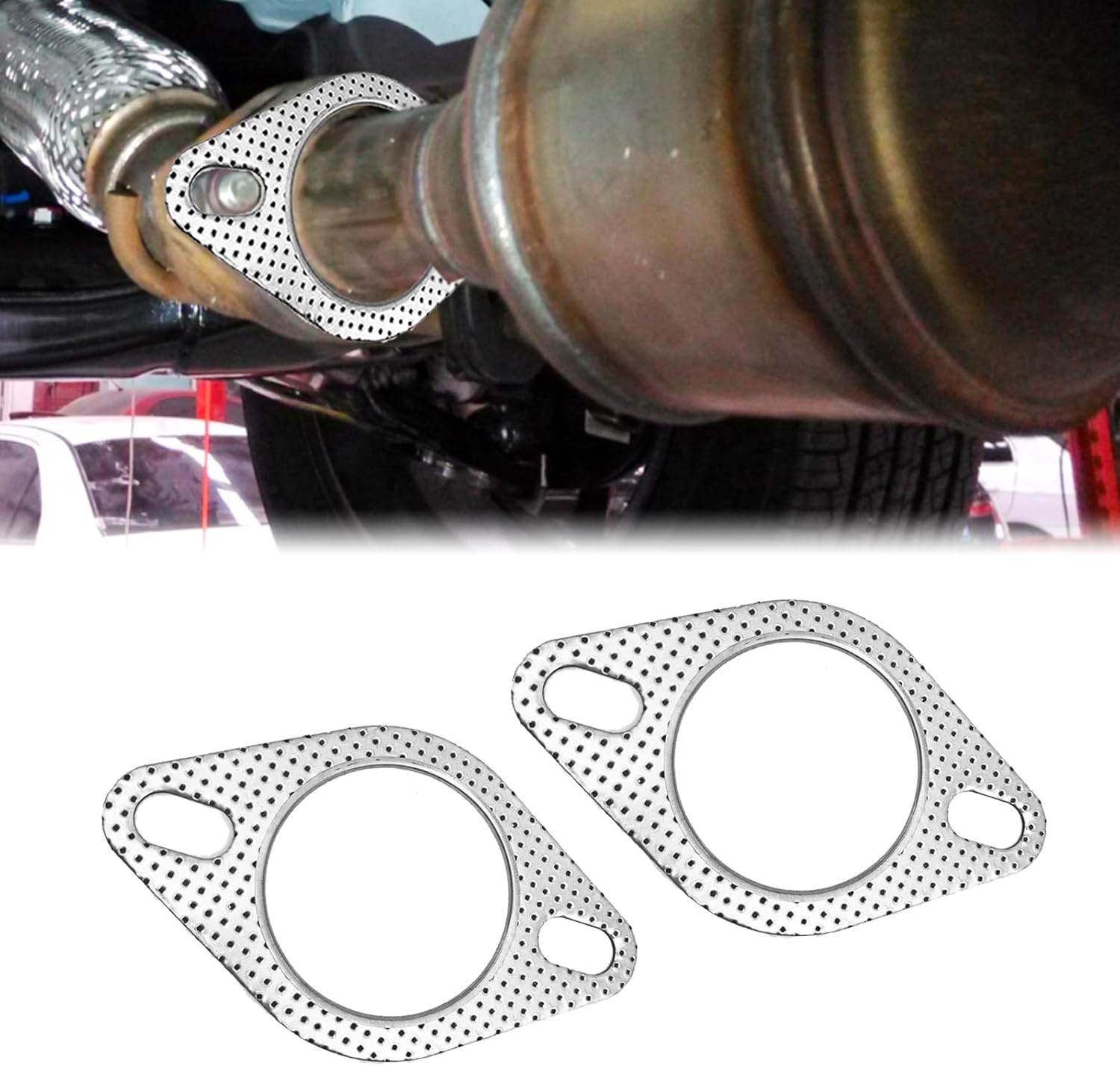 2 PCS Car Exhaust Gasket 2.5" 2-Bolt Standard Exhaust Manifold Gasket, Car Accessories Made of High Temp Material, Replacements 120-06310-0002