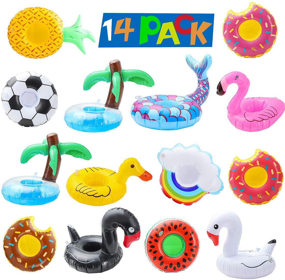 Starthi Inflatable Drink Holders, 14 Pack Drink Floats Inflatable Cup Coasters for Pool Party and Kids Bath Toys