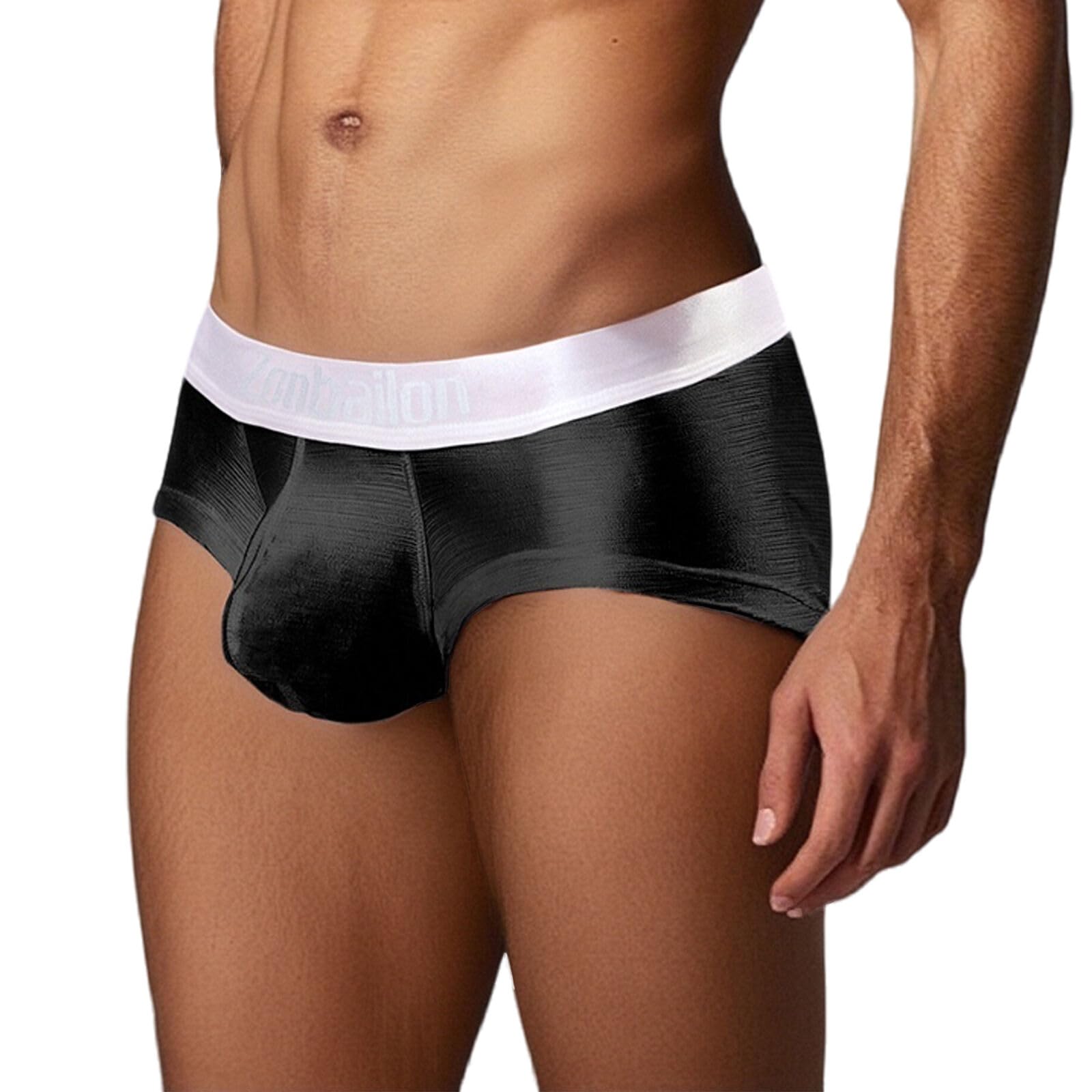 ZONBAILON Men's Pouch Underwear Ice Silk Boxer Briefs Sexy Short Leg Tagless No Ride Up Trunk M L XL XXL XXXL