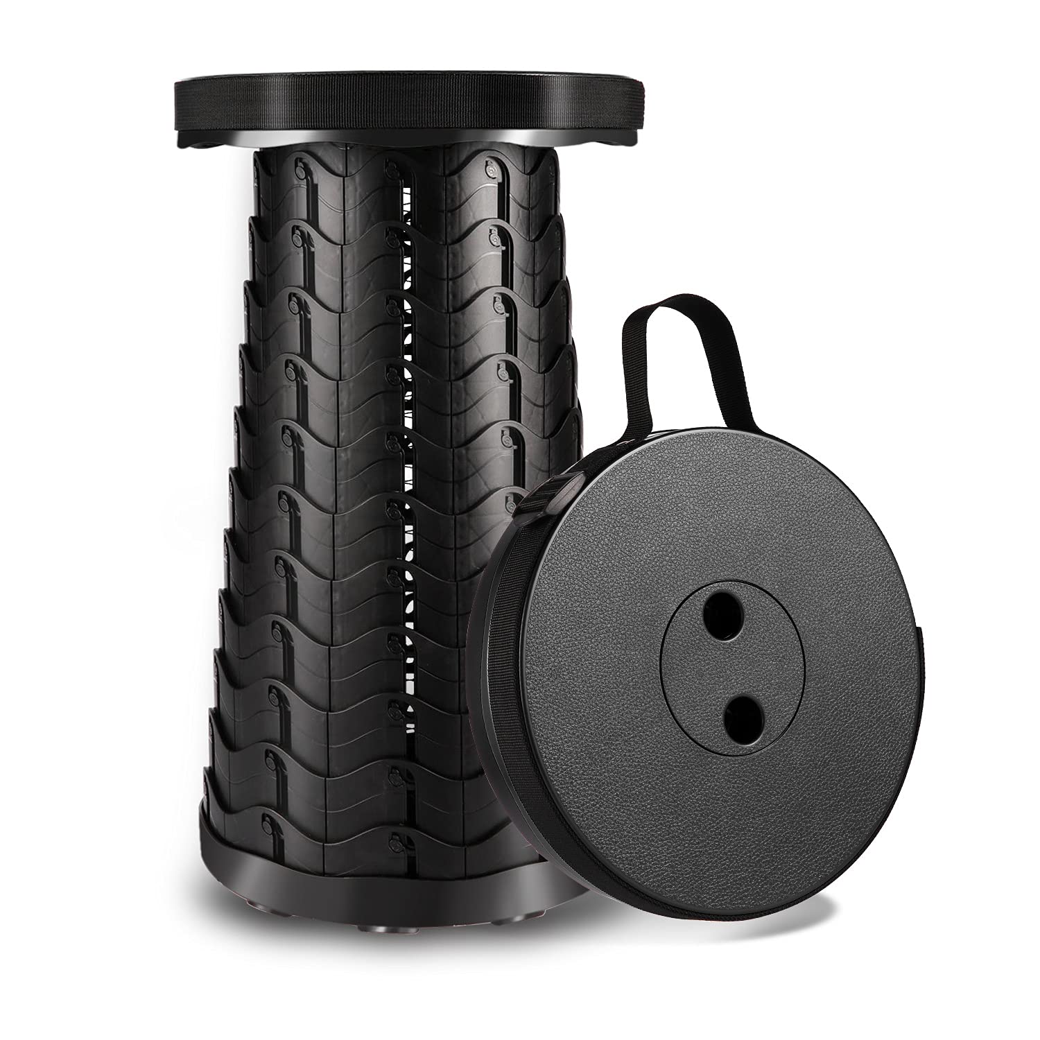 Miiuewuo Portable Telescoping Stool, 2nd Gen Upgraded Collapsible Stool with Max Load Capacity 400lbs, Adjustable Lightweight Stools for Camping/Garden/Fishing/Hiking/Travel/BBQ (Black) (B0953XLPQG) Amazon Price History, Amazon Price Tracker