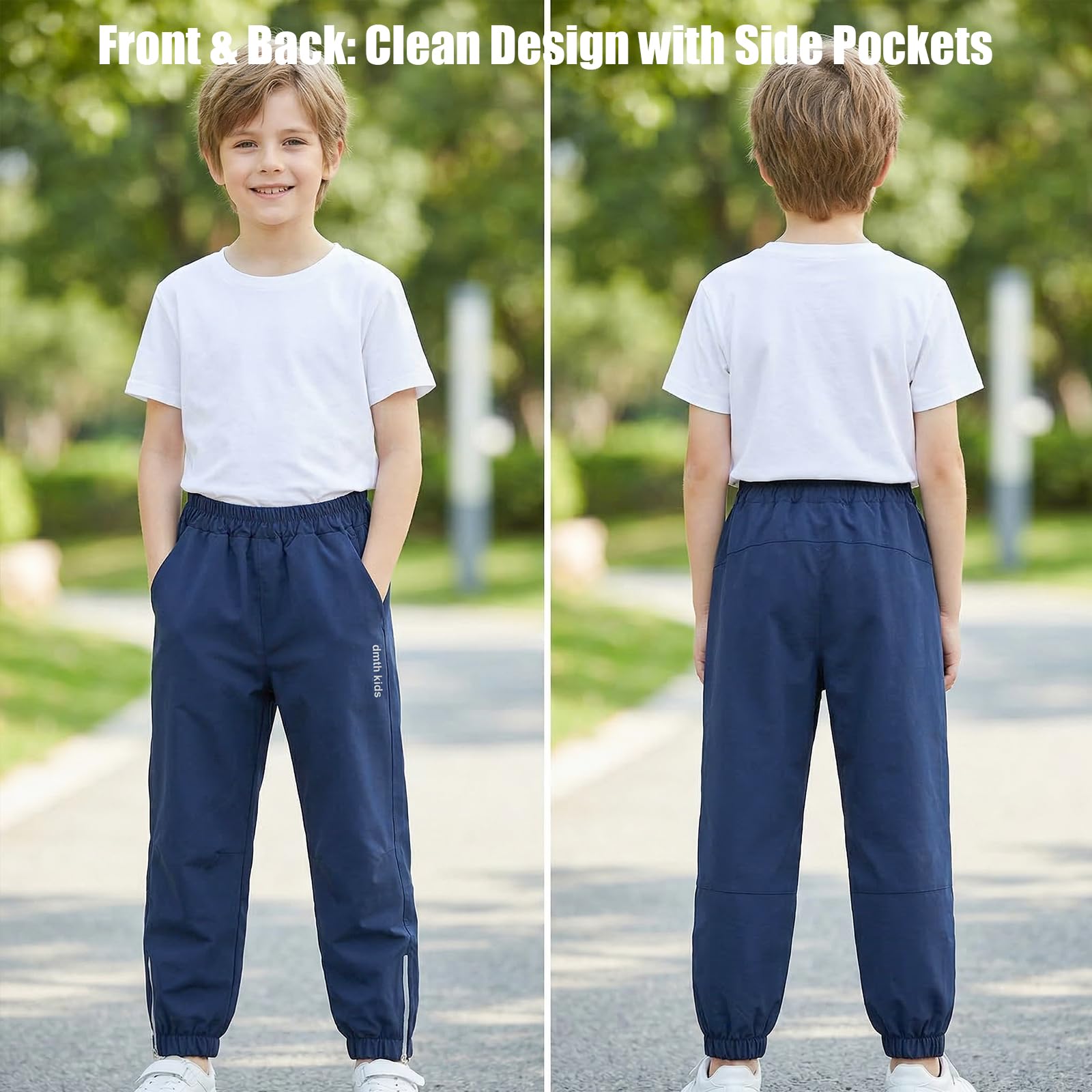 Pantalon de Randonnée Imperméable Coupe-Vent Léger pour Garçon Fille 5-14 Ans