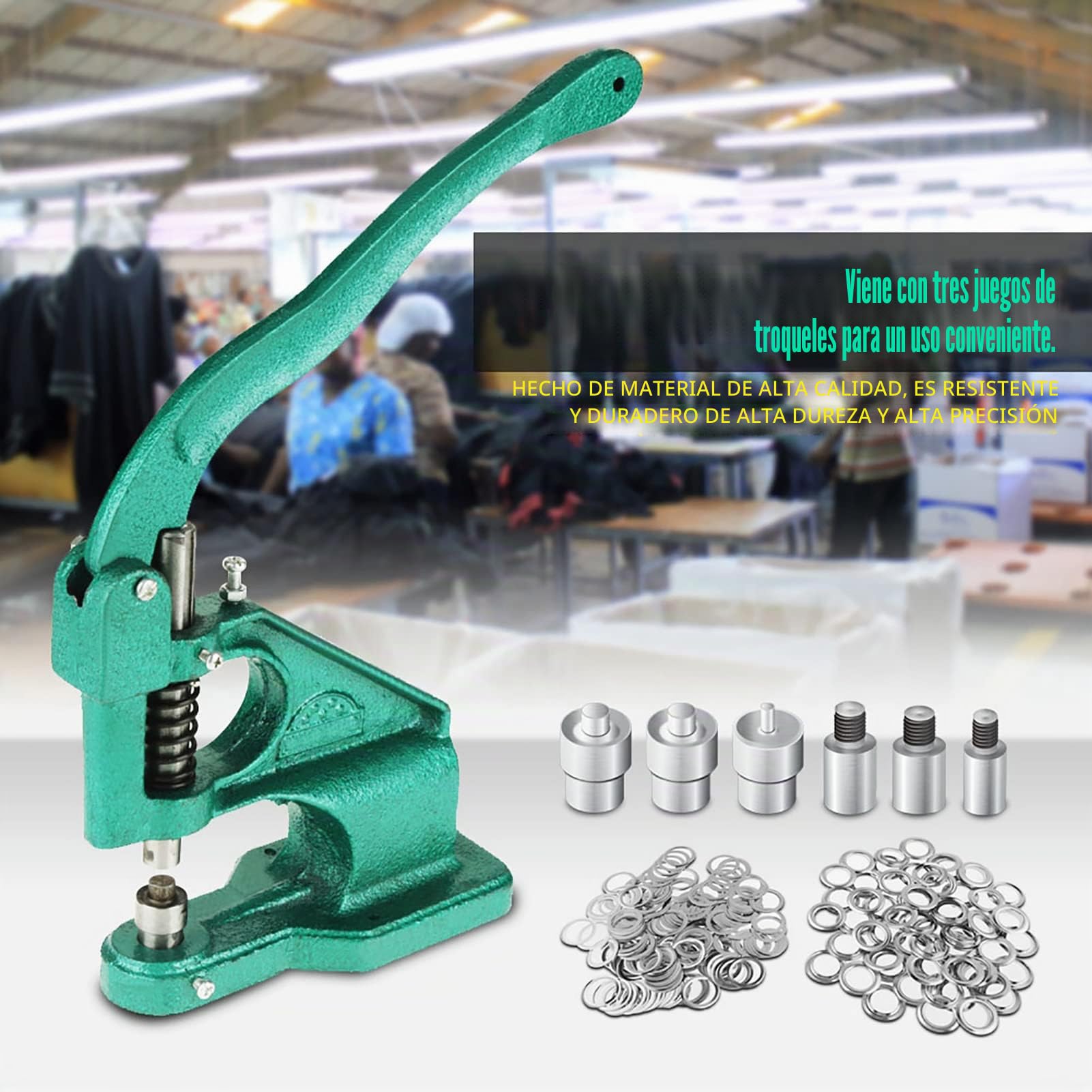 Kit de Ojales Manuales para Manualidades y Fabricación de Letreros 1500 Piezas con 3 Troqueles de 6 10 12 mm Alta Precisión y Fácil Uso