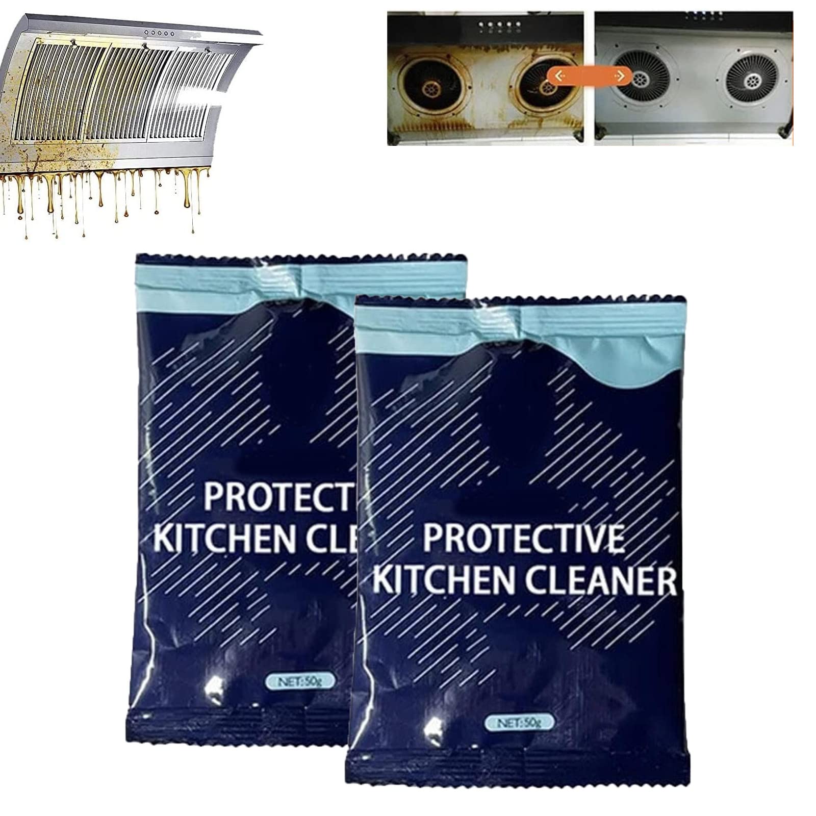 Protective Kitchen Cleaner, Heavy Duty Degreaser Cleaner, Kitchen Cleaner Powder, Kitchen Oil Pollution Cleaning Powder, Kitchen Heavy Duty Degreasing Cleaner Powder (2PCS)