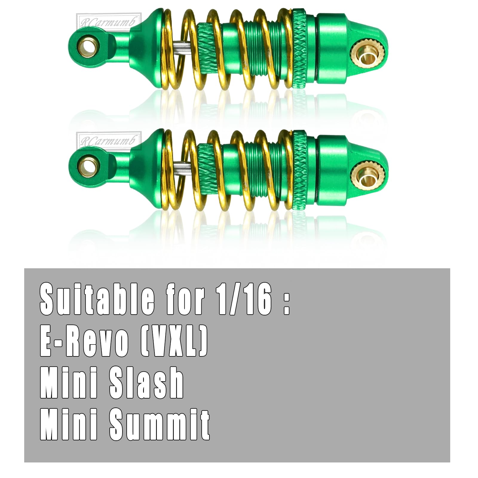 Rcarmumb RC Shocks Absorber Upgrades Part for 1/16 E-Revo/Mini Summit/Mini Slash,Aluminum Front Rear Shocks,4PCS,Green