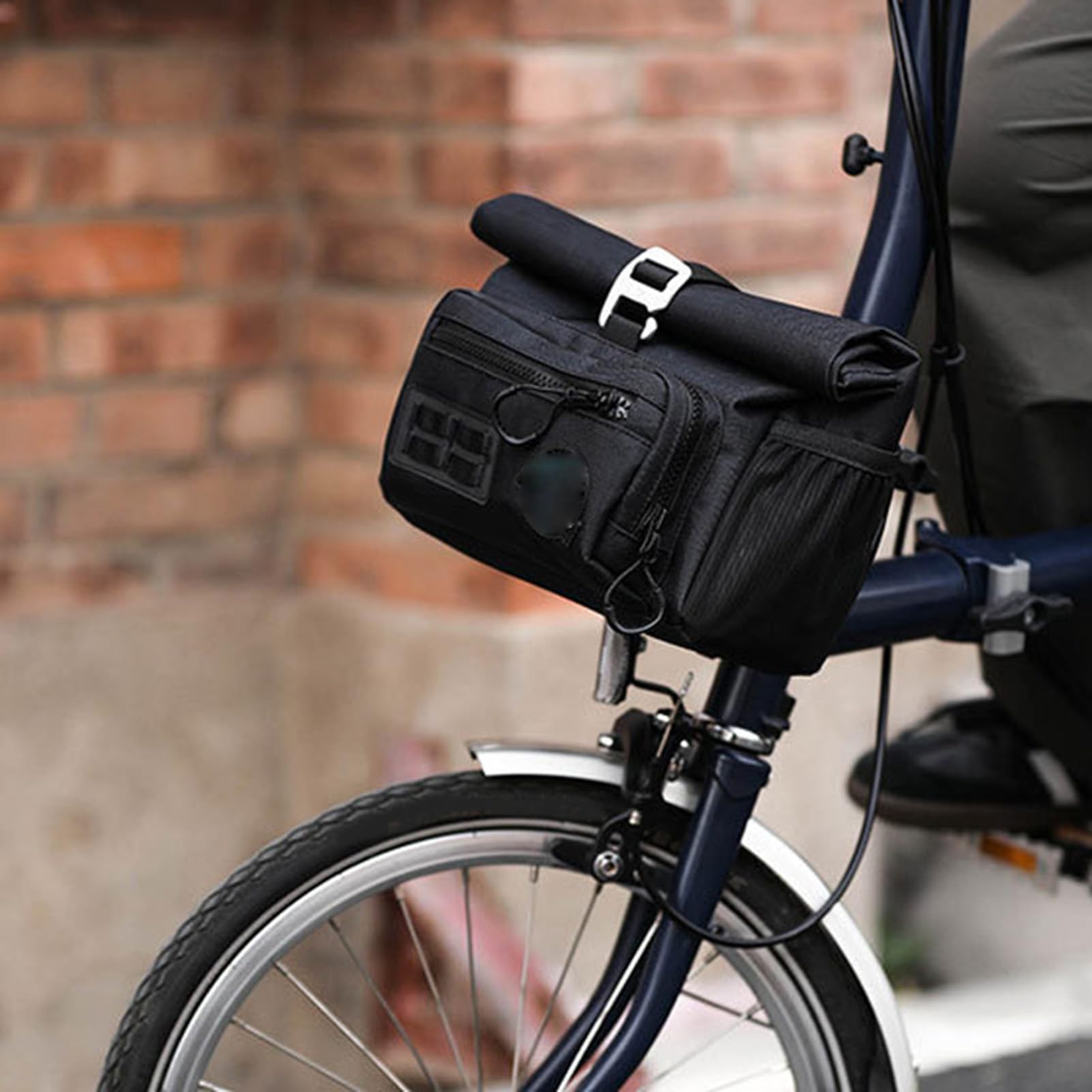 Cryfokt Borsa a Tracolla Pieghevole per Manubrio Bici Borsa Anteriore Leggera per Bici a Sgancio Rapido di Grande capacità per gli Appassionati di Ciclismo (BLACK)