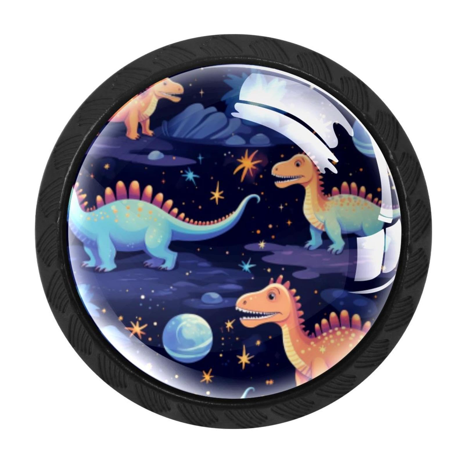 CHENZZZZ 4 Pieces Starry Dinosaur Kitchen Cabinet Knobs Drawer Knobs Dresser Knobs Black Knobs Drawer Pulls Dresser Drawer Handles Knobs for Dresser Drawers