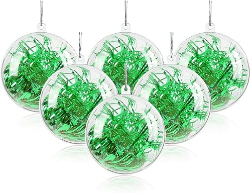 Uten 20 adornos rellenables de plástico transparente, bola de árbol de decoración de Navidad, bola de manualidades, para Nochebuena, Año Nuevo,
