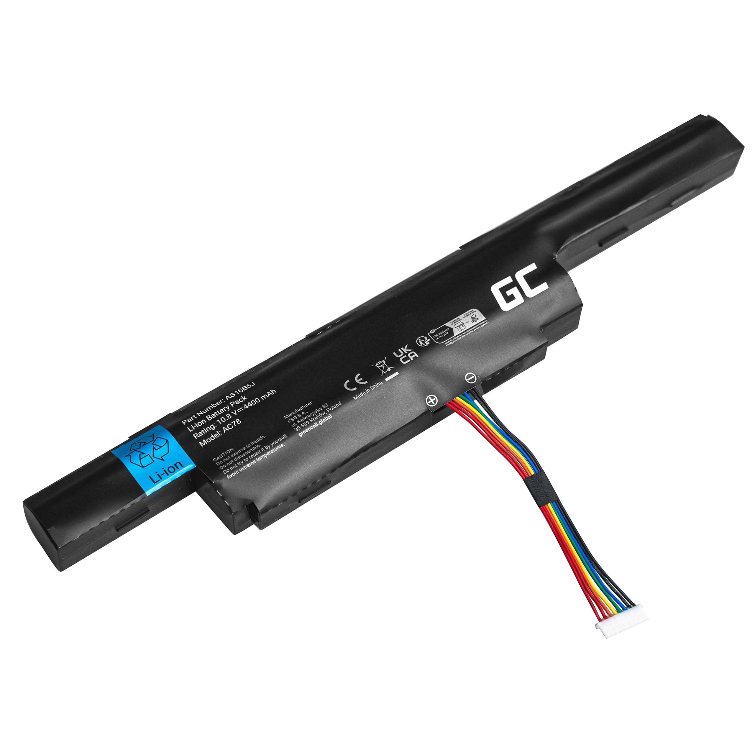 Green Cell AS16B5J AS16B8J - Batteria per Acer Aspire F 15 F5-573 F5-573G E E5-575 E5-575G E5-575T E5-575TG (4400mAh 10.8V nero)