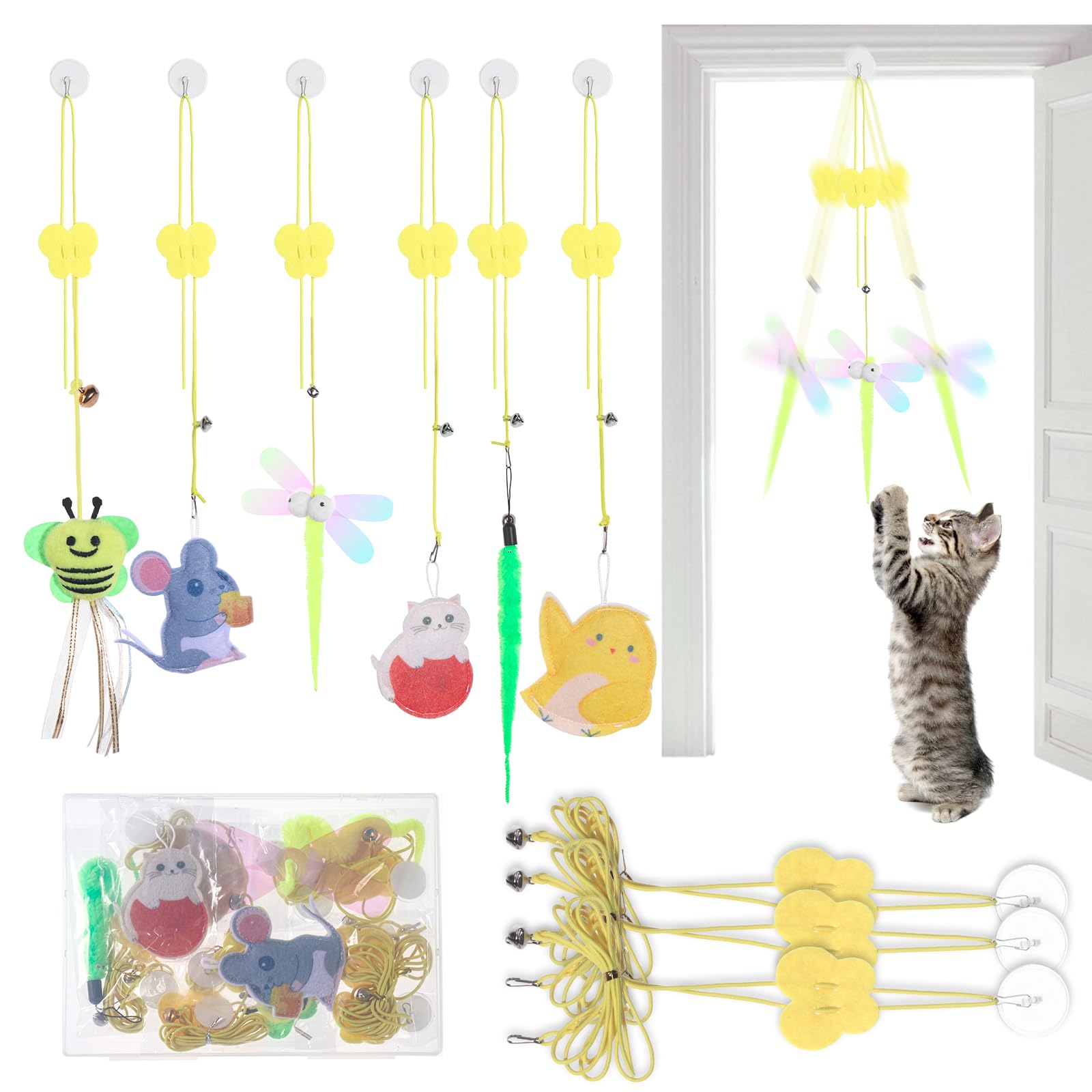 MHYOYHS Cat Toys Indoor 8 Pcs Cat Hanging Interactive Colorful Toy Suitable for Bored Adult Cats and Kittens for Self Play Chase Exercise Mental and