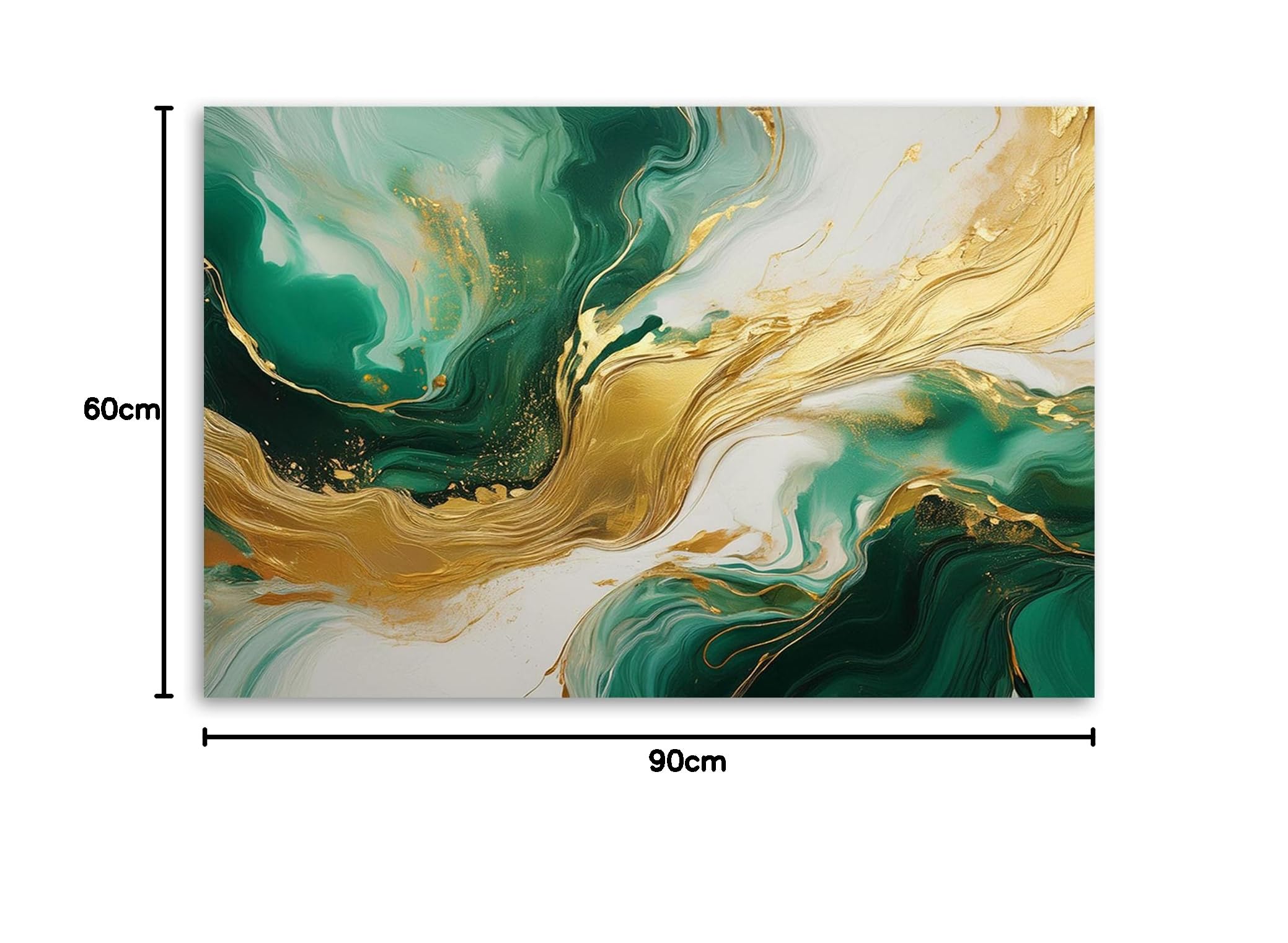 Feeby - Tableaux Decoratifs - Tableau Salon Grand Format - Structure de marbre abstraite Vert Or - 90x60 1partie - Décoration Chambre - Toile Imprimée Intissé Decoration Murale