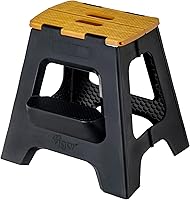Vista 11 de Vigar Taburete plegable compacto, 10-1/2 pulgadas, ligero, capacidad de 330 libras, antideslizante taburete plegable, cuerpo de terrazo
