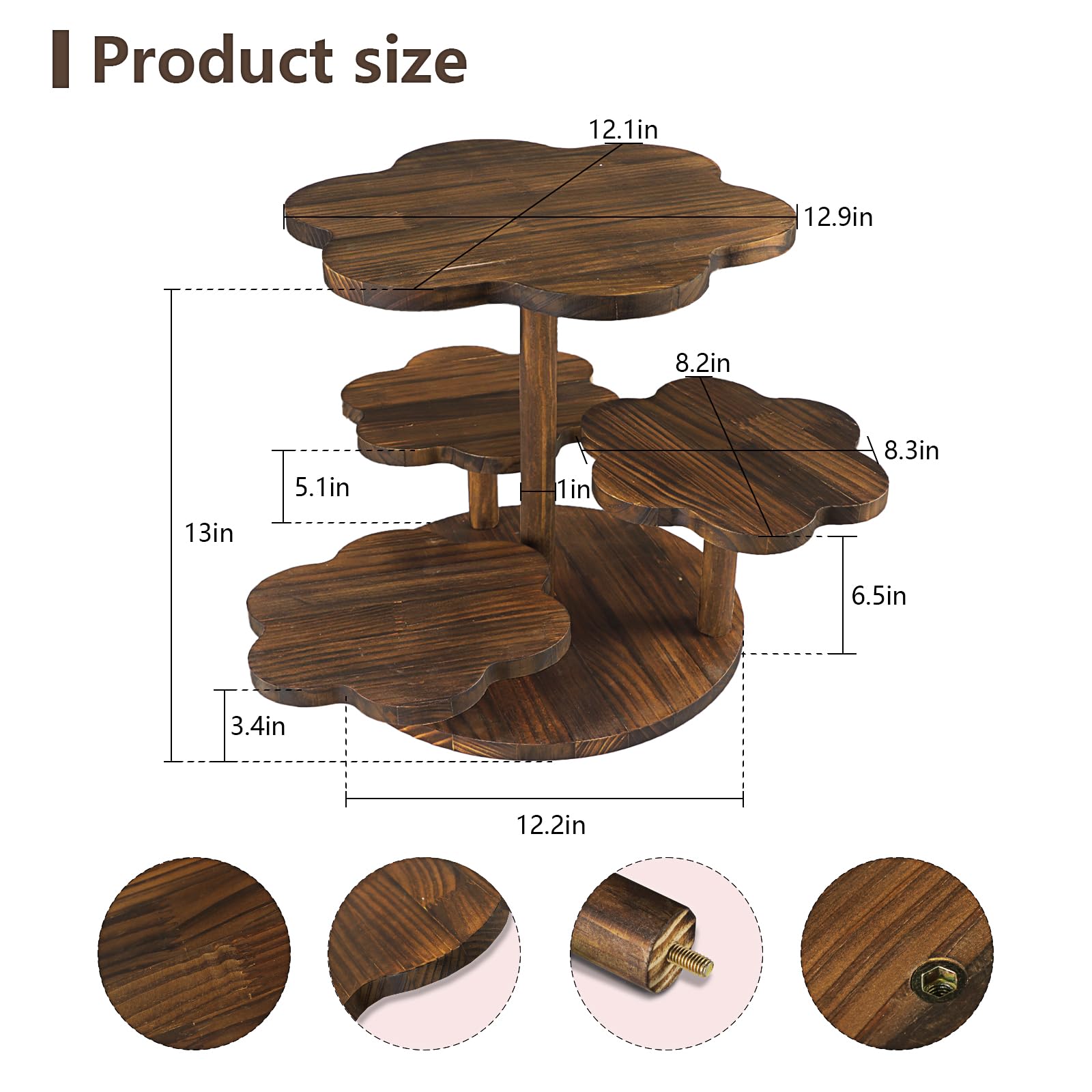 Tefola Soporte Para Tartas de Madera de 5 Niveles, Soporte Para Magdalenas, Soporte Para Exhibición de Postres, Bandeja de Frutas, Adecuado Para Cumpleaños, Bodas, Fiestas, Accesorios de Buffet