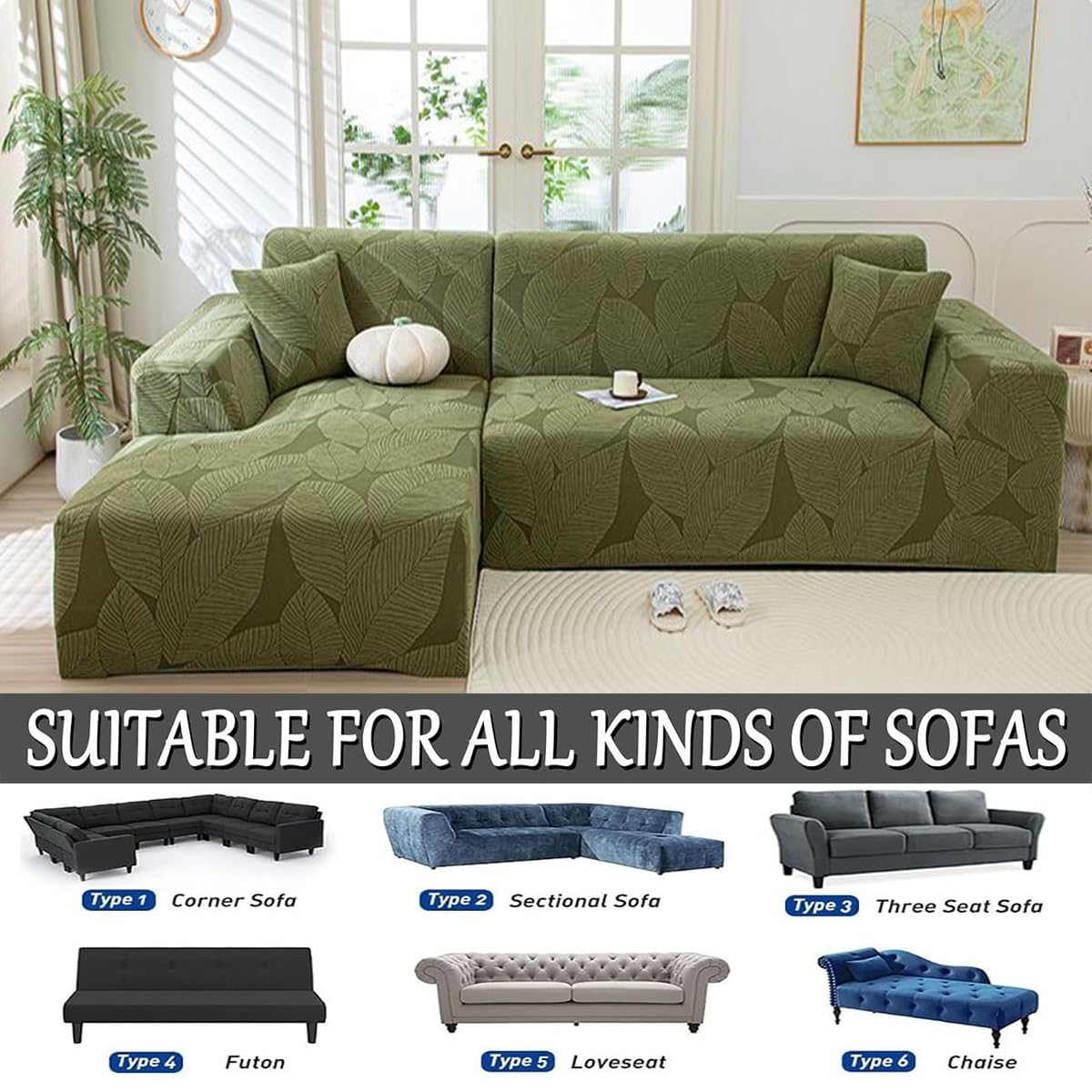 Copridivano A Forma di L,4 1 2 3 Posti, Elasticizzato Sofa Cover con Penisola A Sinistra Destra, Copridivano Angolare, Copridivano Chaise Longue(Light Grey,235CM-300CM)