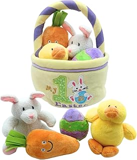 Genius Baby Toys Baby's My First Easter Basket: Deluxe 5-Piece Set with Easter Bunny, Baby Chick, Carrot & Easter Egg