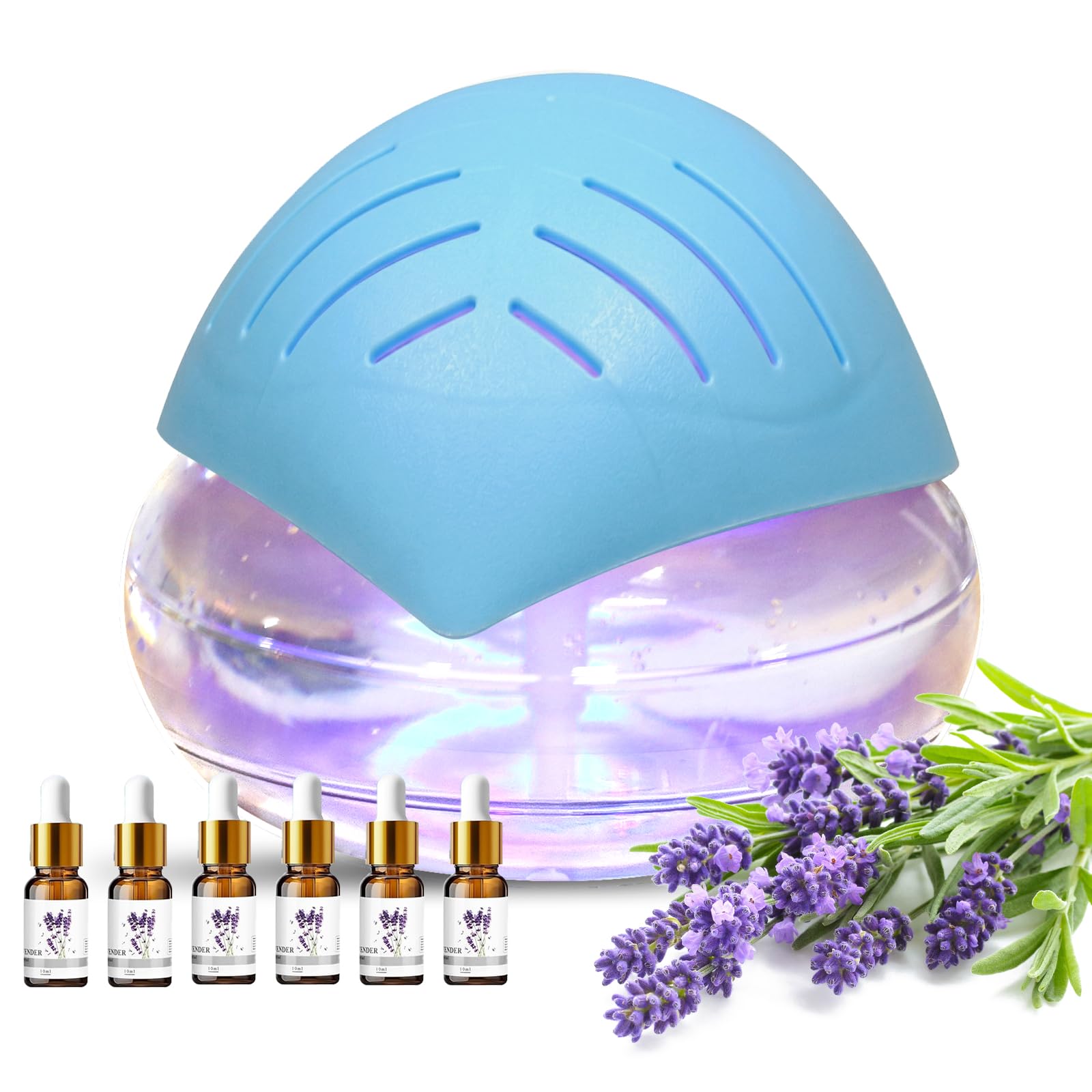 Lufterfrischer Luftbefeuchter Aroma Diffuser Ioniser with 60ml Essential Oils, Aromatisierer Raumluftreiniger, Water Bowl Air Purifier &Colour Changing LED Light/Light Blue