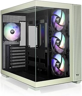 Thermaltake View 380 TG ARGB Matcha Green ATX-Gehäuse, 4 x 120 mm ARGB-Lüfter im Lieferumfang enthalten; unterstützt Motherboard mit verstecktem Anschluss; vordere und seitliche Dual-Hartglasscheibe
