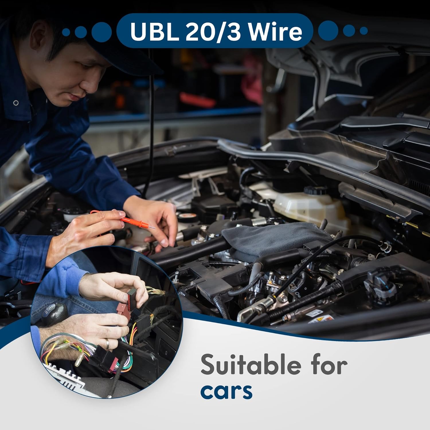 UBL 20/3 Automotive Electrical Wire - 20 AWG Stranded Cable - Flexible Low Voltage LED Cable - Best Choice for Powering High Amperage Sirens or Light Bar (100 Feet)