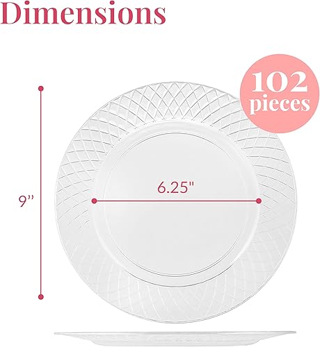 Miniatura 3 de Prestee Platos de plástico transparente, 150 unidades de platos duros desechables de 9 pulgadas para fiestas, elegantes pasteles, postres,