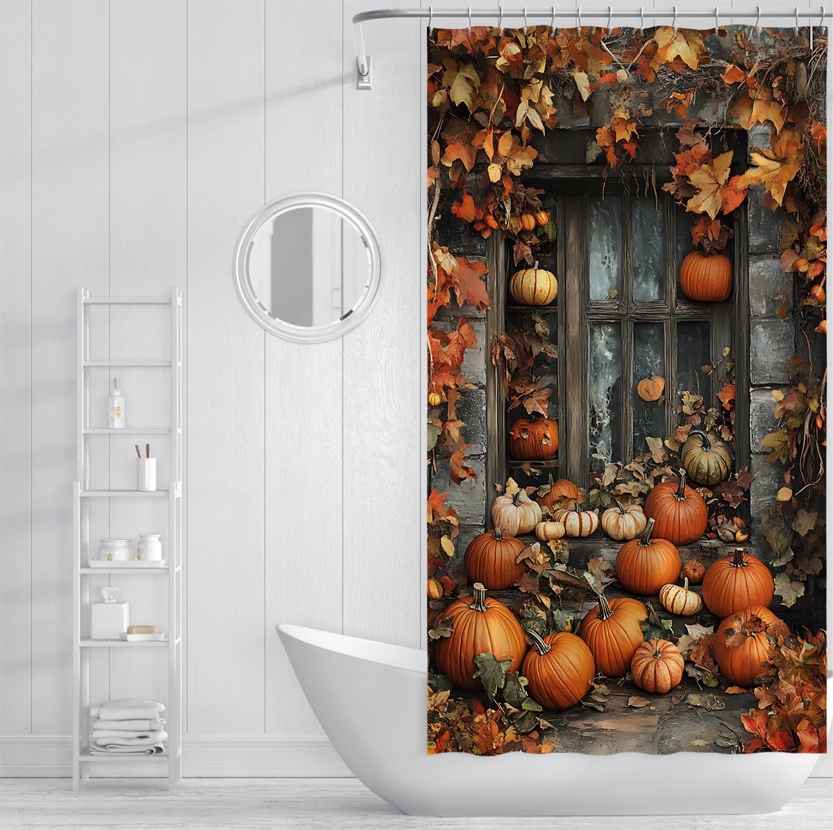 Cortina de Ducha Calabaza Otoño Hojas Arce Deko 200x200cm