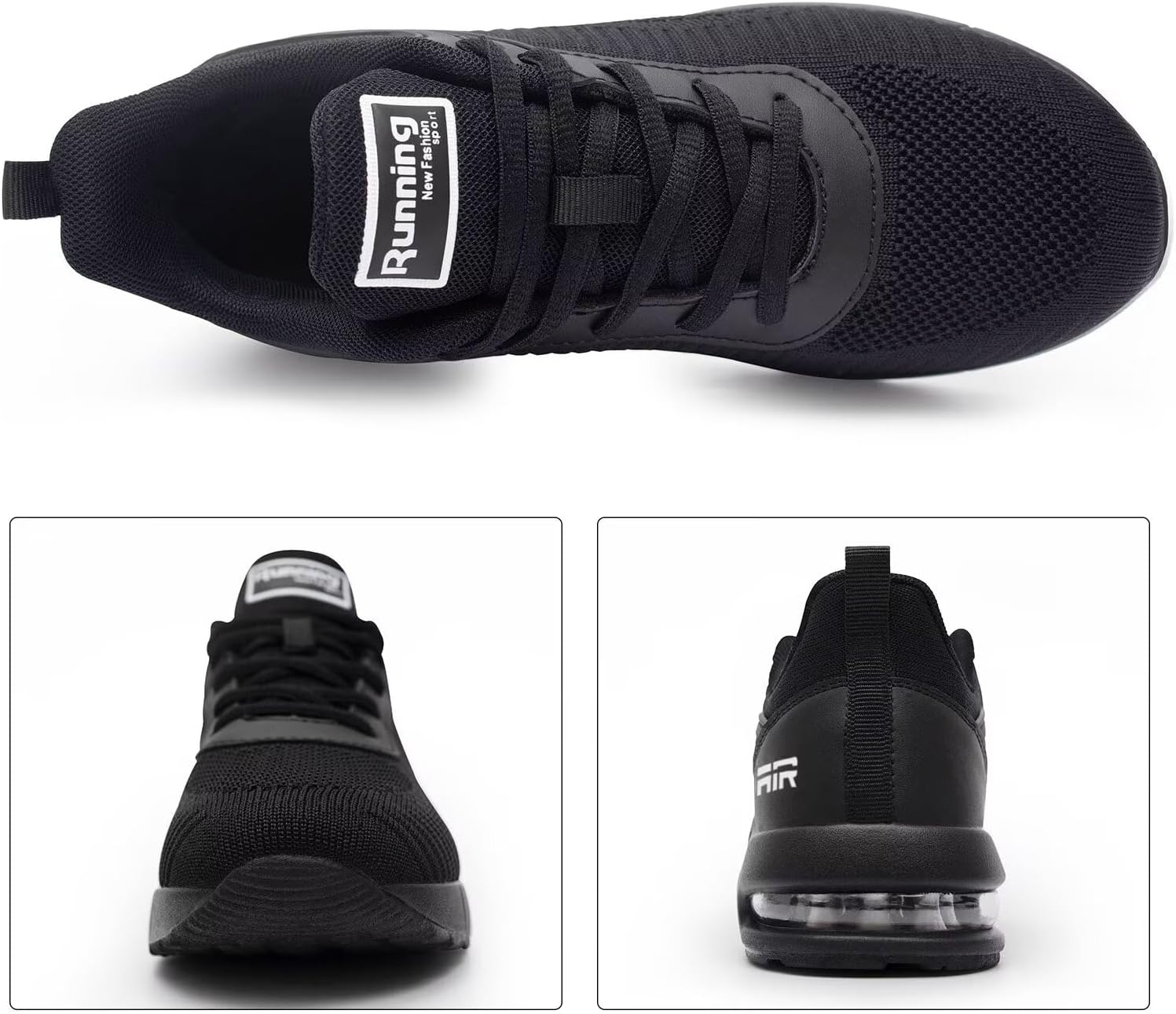 Akk Women Air Shoes Running Sneakers Tennis Walking Shoes Mesh Breathable Gym Work Fashion Sneakers 10 A All Black