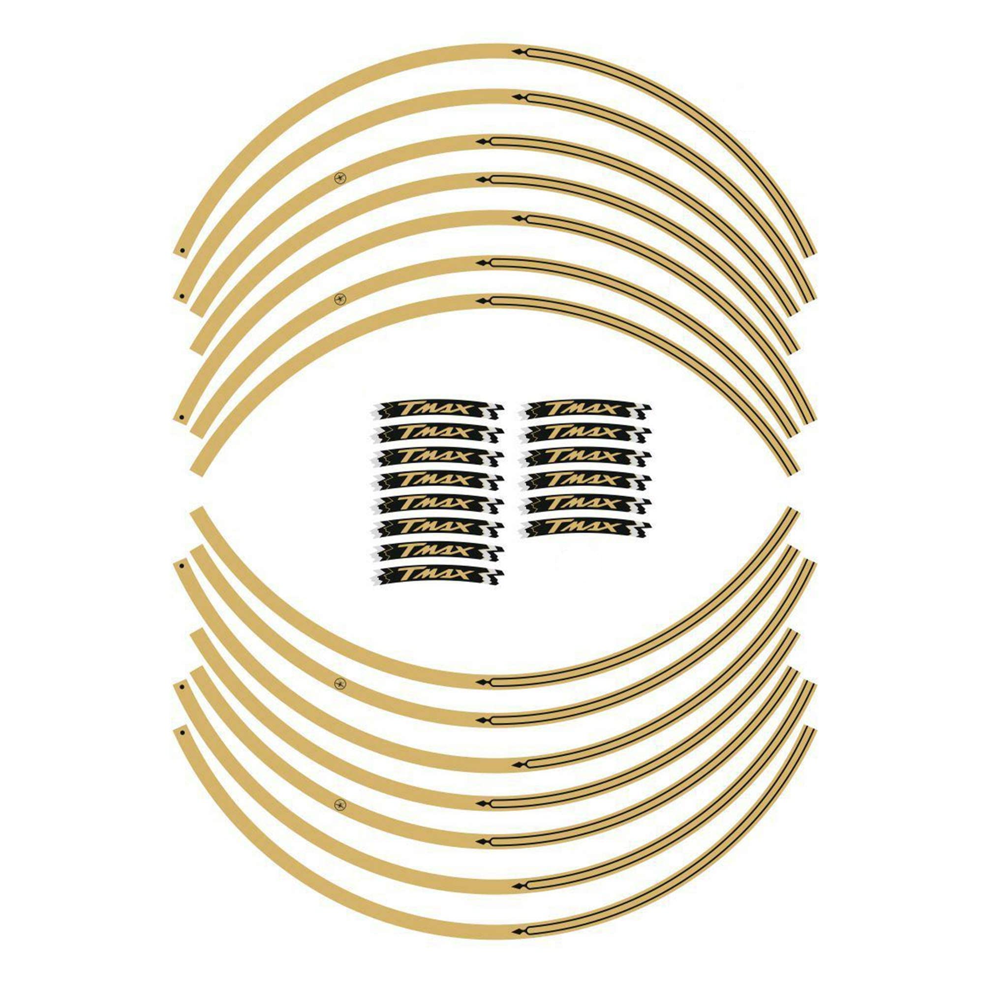 Labelbike Adhesive Strips for Wheels Compatible with Yamaha Scooter Tmax 2008-2018 - Gold