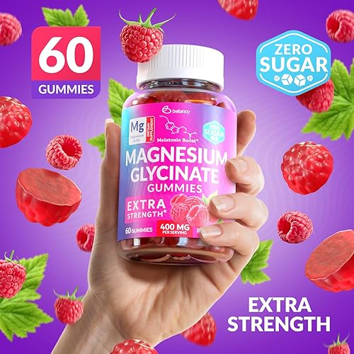 Miniatura 4 de Gomitas de glicinato de magnesio 400 mg, apoyo muscular y relajación, suplemento de magnesio para mujeres, hombres y niños, alta absorción, sin