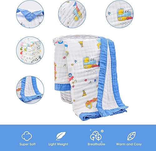 Miniatura 3 de Jay &amp; Ava Manta de muselina para bebé de 42 x 42 pulgadas, manta de algodón suave para niño, manta de muselina de cama de 4 capas para cuna, manta
