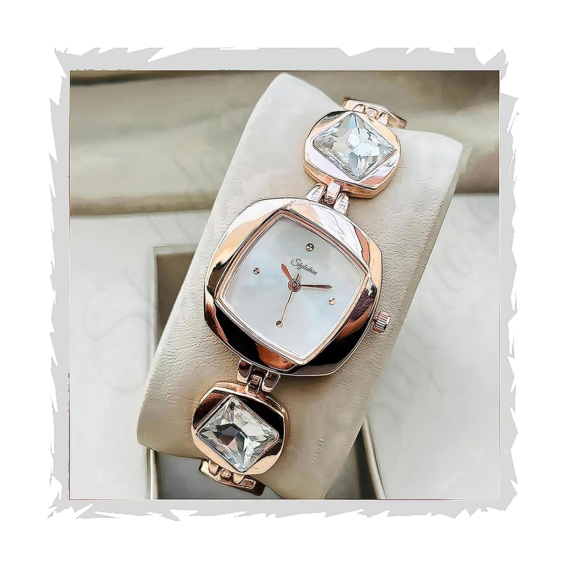 STYLEDOSE Luxury Dial in Square case with Ston Studded brecelet Strap Quartz Analogue Wrist Watches for Womens & Girls&Miss&Ladies (Rosegold (White)) (B0DCGG9WZP) Amazon Price History, Amazon Price Tracker