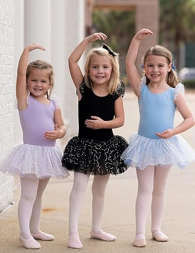 Miniatura 6 de Zaclotre Leotardos de ballet con volantes de manga corta con falda de tutú, vestido de baile para niñas