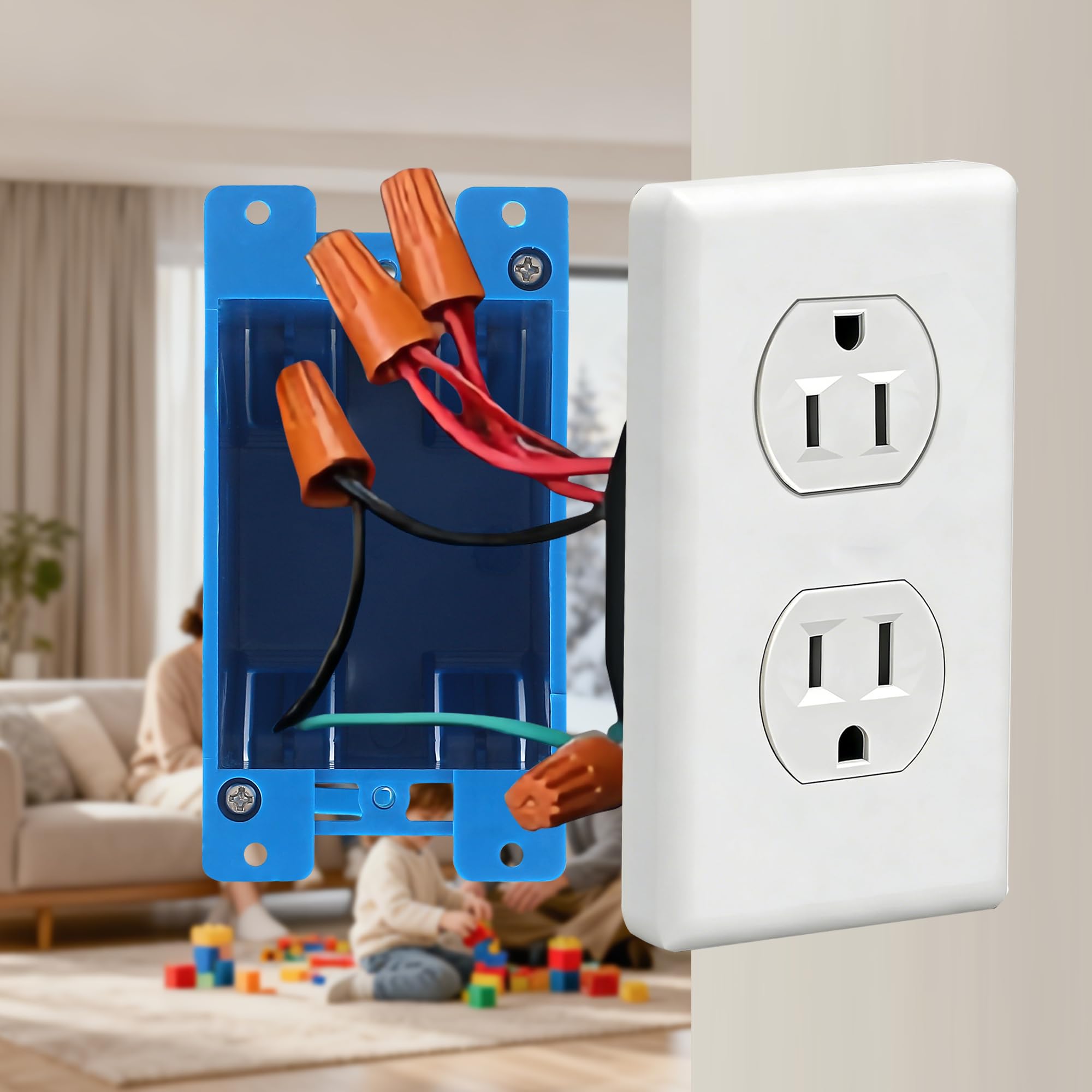Paquete de 20 cajas de toma de corriente eléctrica de una sola banda de 14 pulgadas cúbicas, caja de interruptor, caja de enchufe de plástico, extensores de caja de salida eléctrica para aplicaciones