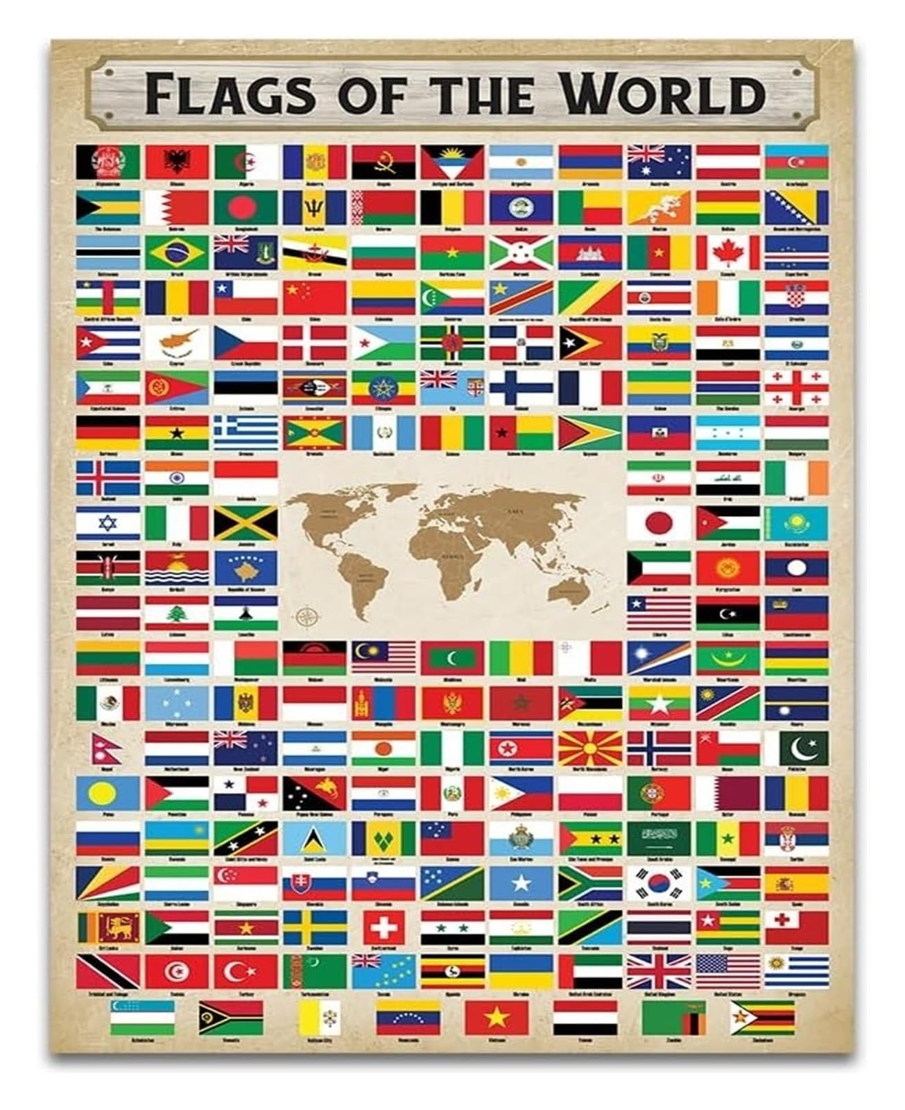 YZWRWRMKTB World Culture Flag Posters Geography Travel History Classroom Wall-Art Decor(Framed,16x24inch(40x60cm))