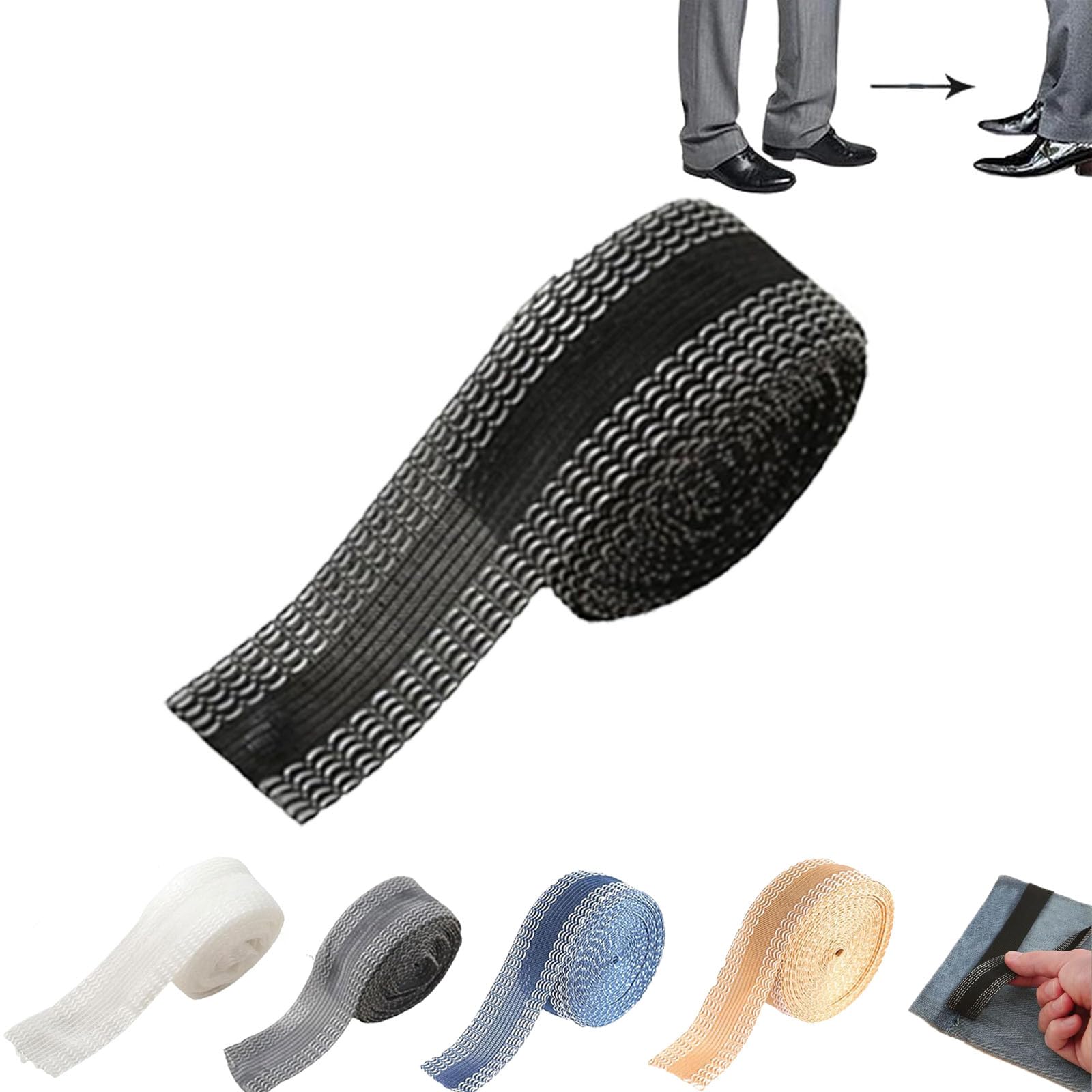 KLOUYHTY Fanshome Pants Edge Shorten Self-Adhesive,Pants Edge Shorten Self-Adhesive Pants Mouth Paste,Trousers Edge Modified Strips,Iron-On Pants Edge Shorten,for DIY Pants Edge Shorten (Black,5m)