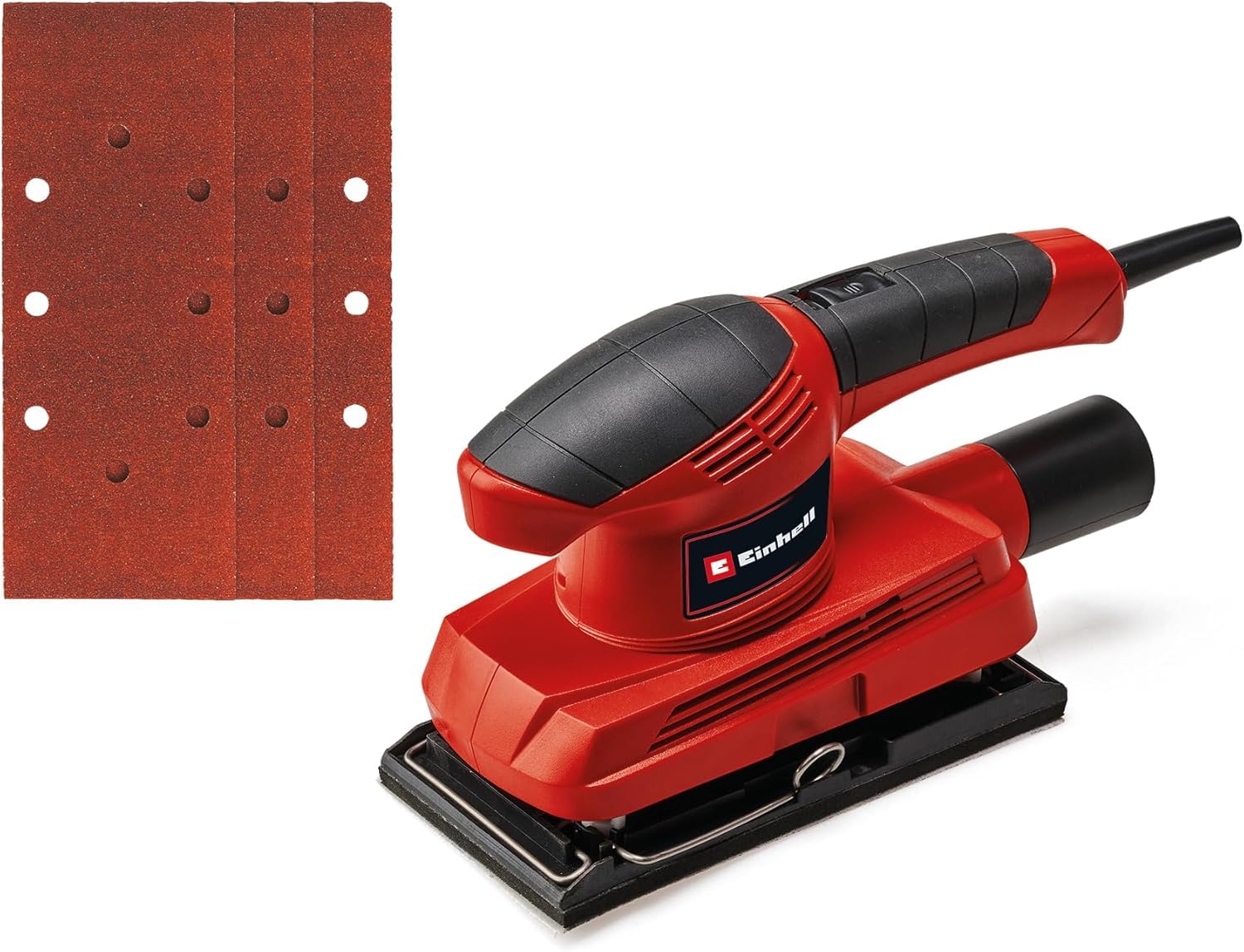 Einhell 4460640 Levigatrice Orbitale, 230 V, Tre Fogli Abrasivi Inclusi, Rosso