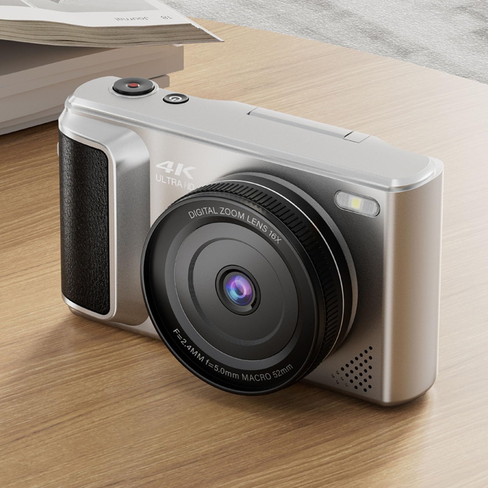 Jectse Camera Digitale 4K per Fotografia, Fotocamera da Vlogging da 64 MP con Schermo a Flip, Punto Zoom Digitale 16x e Scatto di Camara per Principianti per Principianti (SILVER)