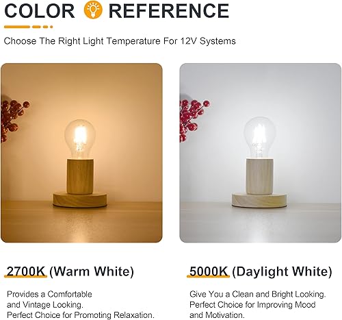 Miniatura 7 de Bombilla LED de 12 voltios equivalente a 60 vatios, A60A19 6 W 5000 K luz diurna blanca E26 LED Edison, 12-24 voltios CC, 600 lúmenes, paquete de 2