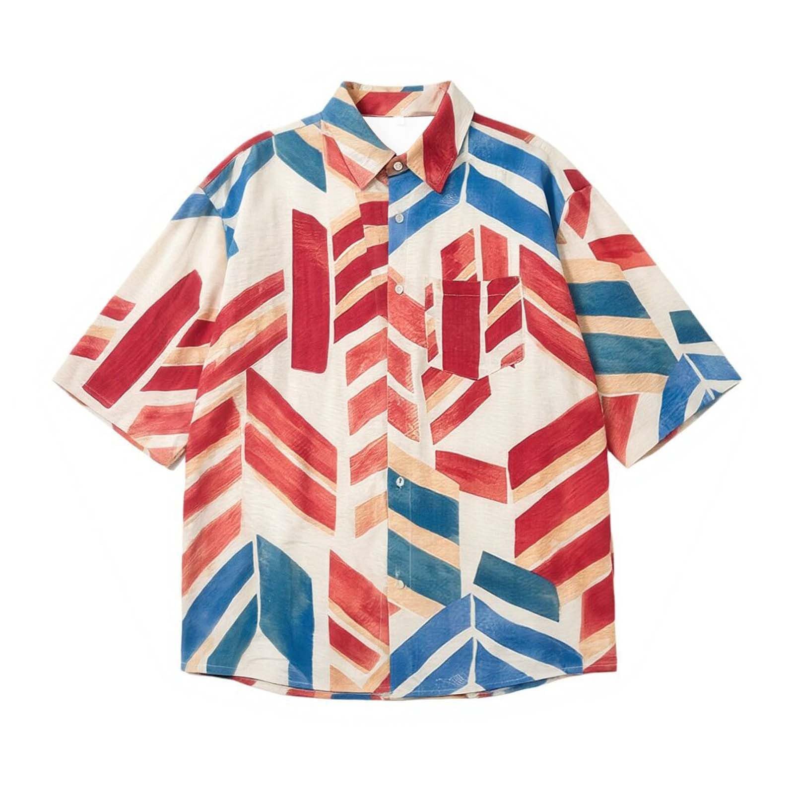 Camicia hawaiana da uomo a maniche corte, camicia hawaiana da uomo, con bottoni, estiva, con fiori, vestibilità regolare, maglietta da spiaggia, per vacanze, camicia hawaiana, traspirante, per il