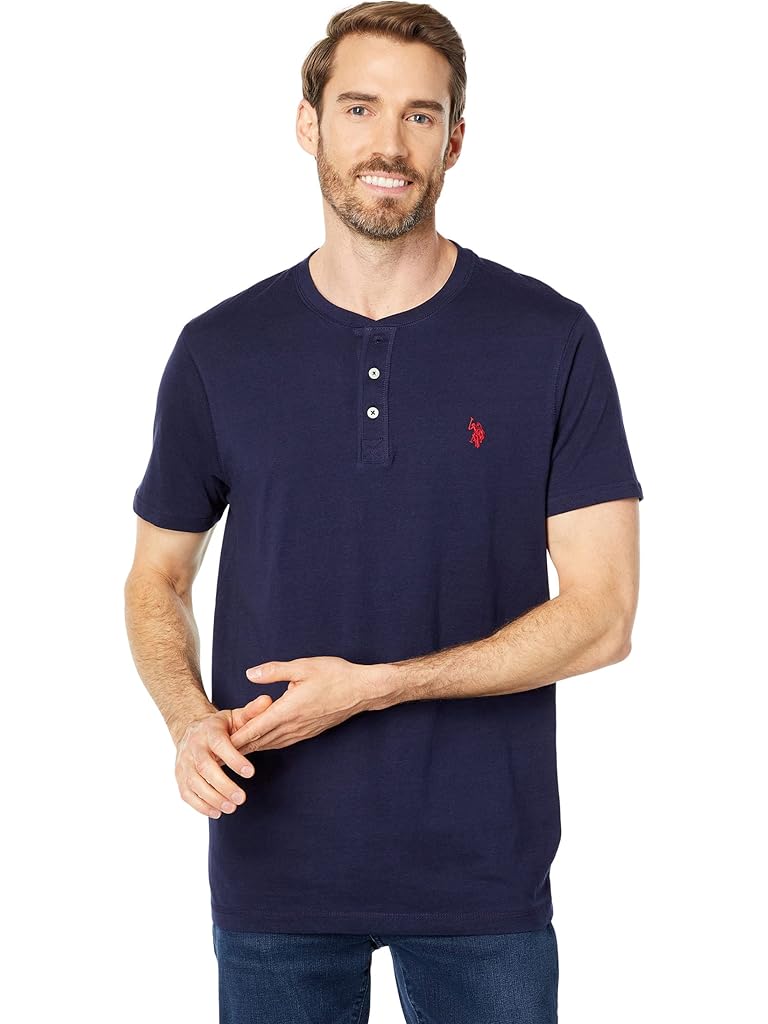 U.S. POLO ASSN. Short Sleeve Small Pony Solid Henley Knit Shirt