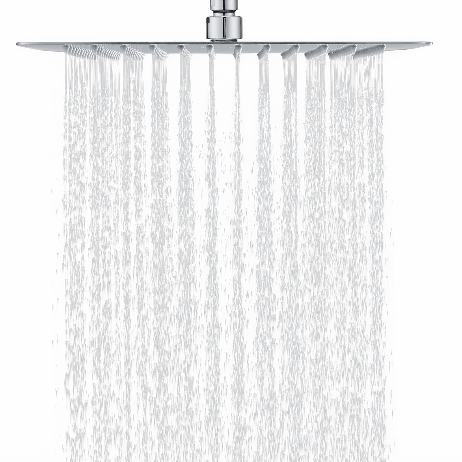 Soffione Doccia Fisso Quadrato 30x30 cm 304 Acciaio Inox Pioggia 144 Ugelli Silicone Anticalcare Regolabile 360° Cromo
