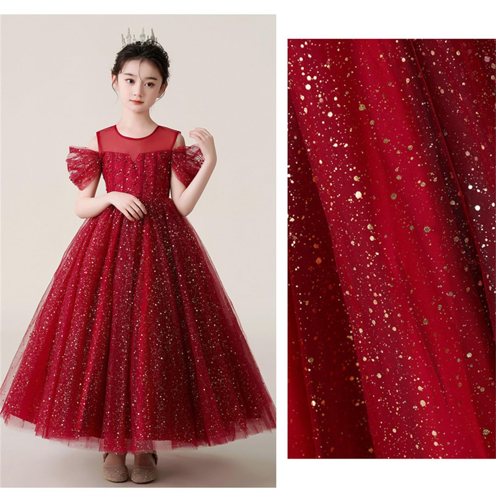 Abito da Bambina con Maniche Corte/Lunghe,Vestito Elegante per Feste di Compleanno,Vestiti Estivi da Ragazze Vestito Bimba Versatili per Uso Quotidiano