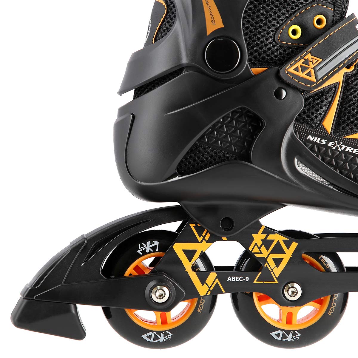 Nils Extreme Inliner für Herren und Damen - Inline Skates - ABEC9 Kugellager – Rollschuhe Erwachsene - 82A Rollen - Rollerskates 41 - Schwarz und Orange NA9022